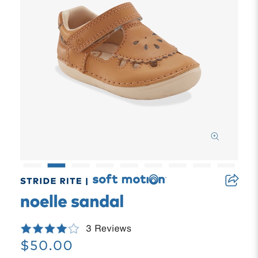 Stride Rite Tan Sandals Soft Leather Velcro Closure